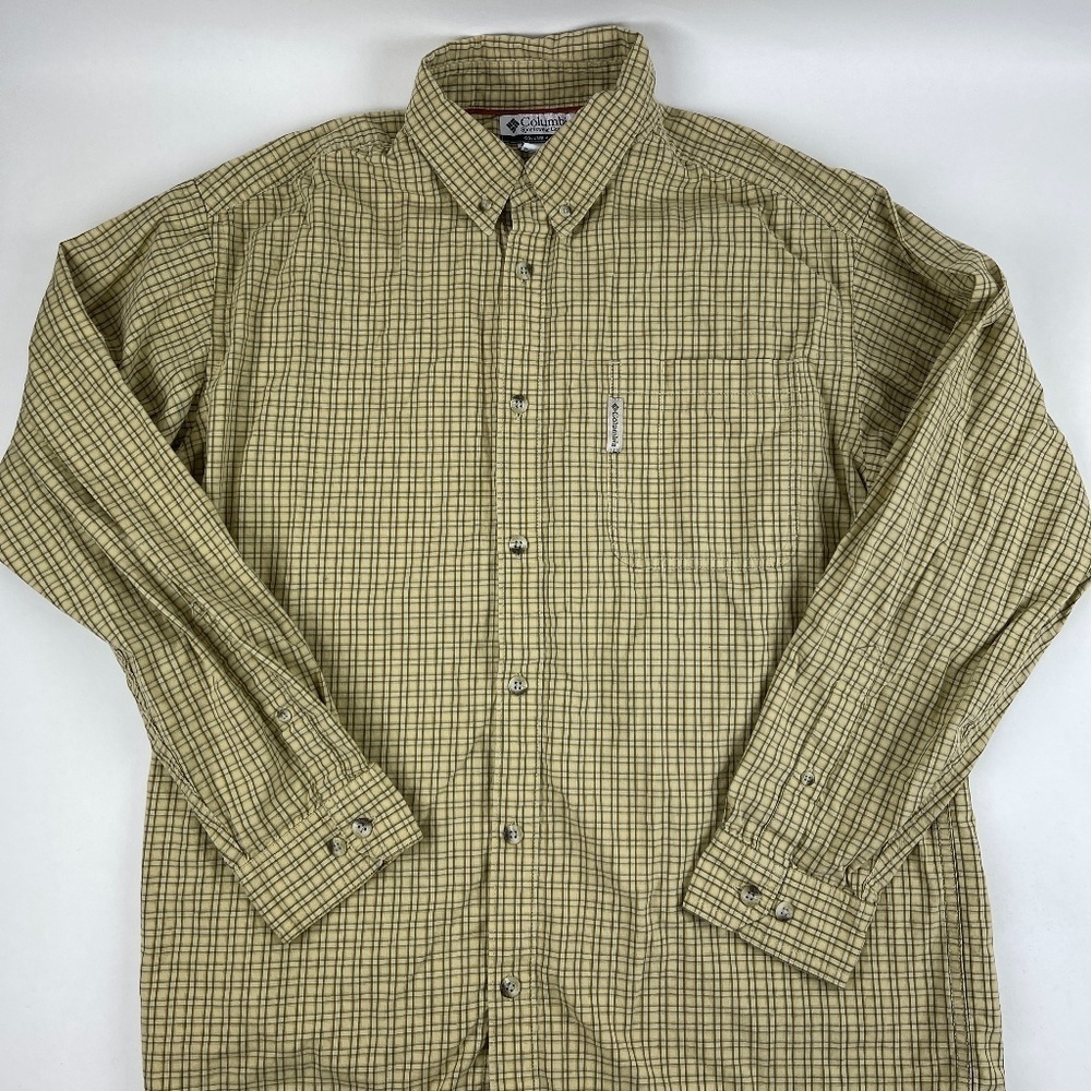 Columbia Button Down Shirt Mens Large Yellow Plaid